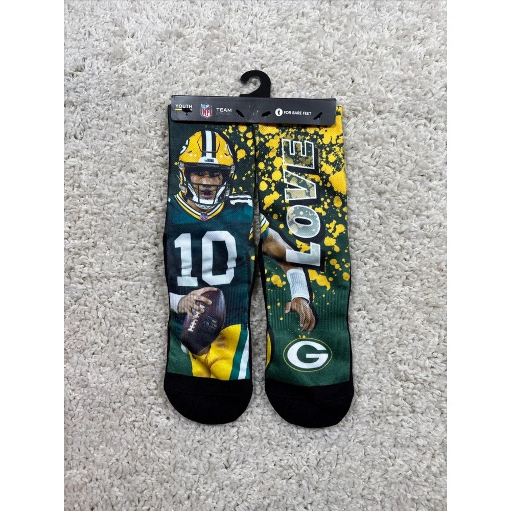 Youth Green Bay Packers Road Warrior Love Socks NFL Team Apparel Size XL